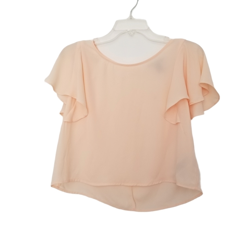 Forever 21 Sheer Cropped Flutter Sleeve Blouse.
